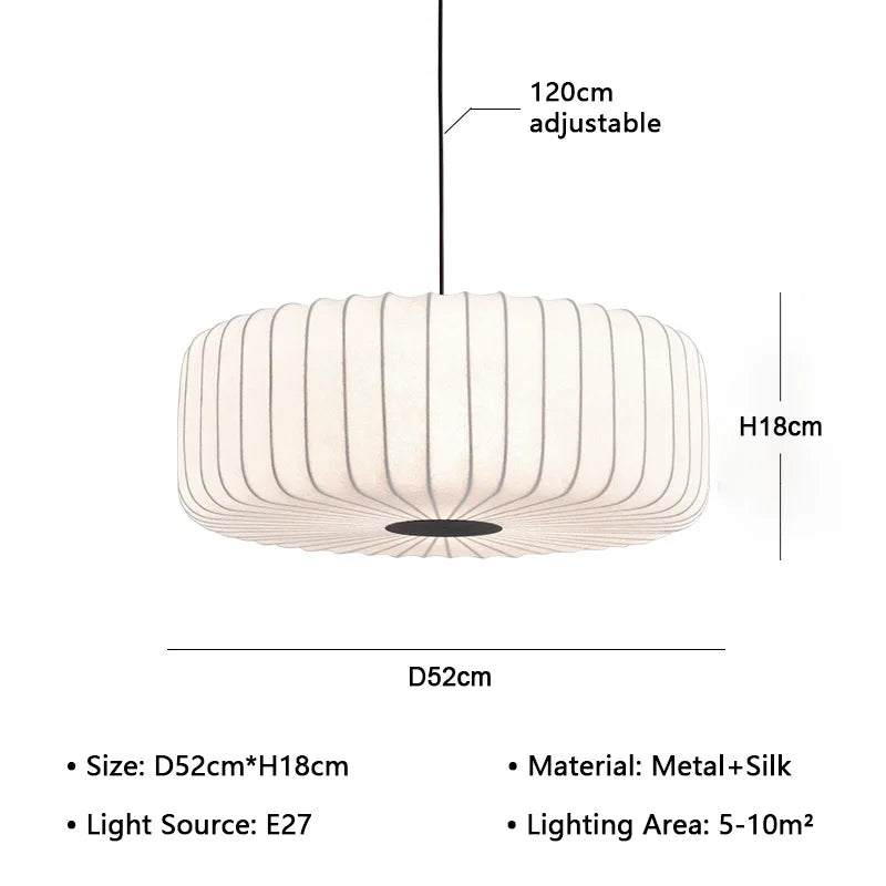 Modern Japanese Wabi Sabi Zijdehanglamp