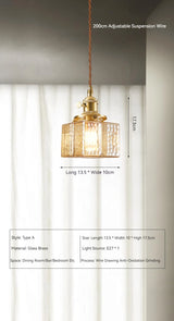 Japanse Vintage Glazen Hanglamp Brass LED Voor Slaapkamer & Eettafel