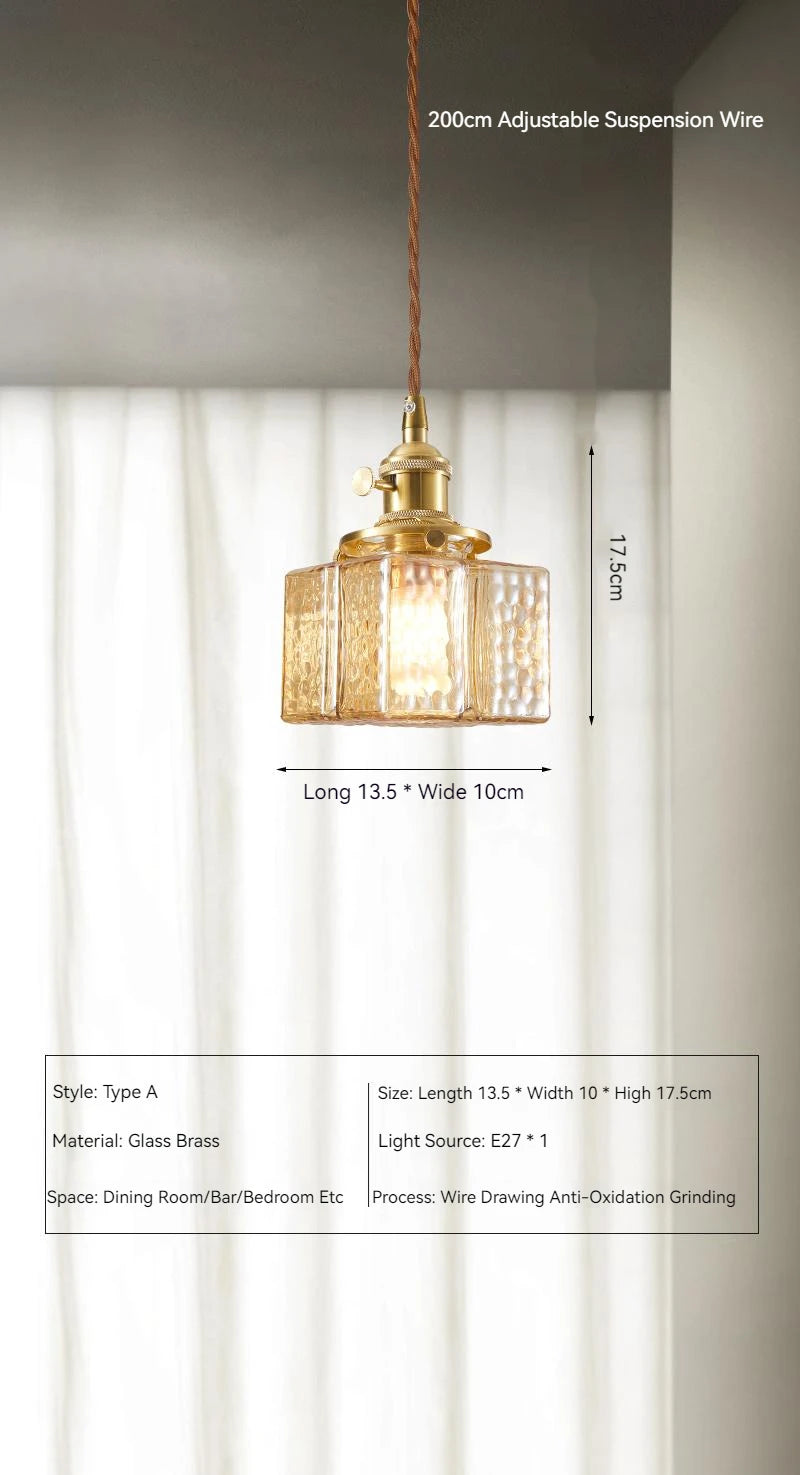Japanse Vintage Glazen Hanglamp Brass LED Voor Slaapkamer & Eettafel