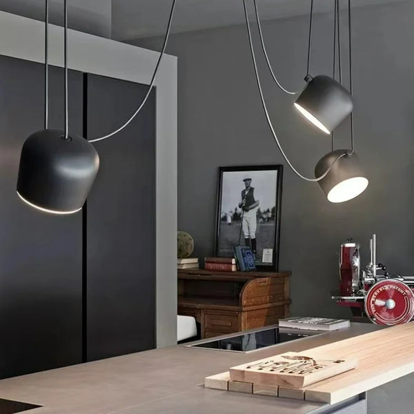 Nordic Hanglamp Drum E27 Aluminium Zwart