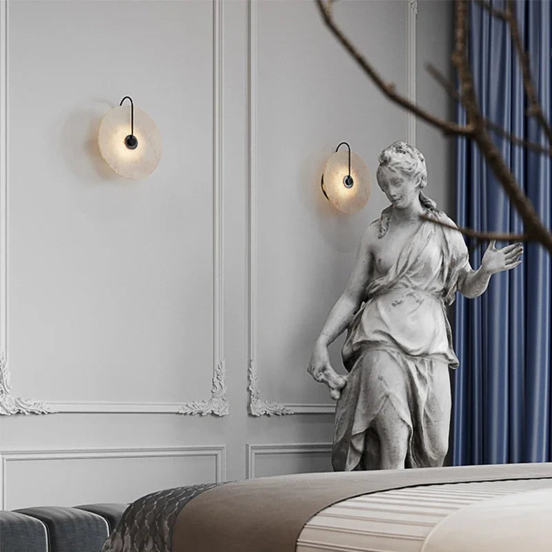 Ronde Marmeren Wandlamp – Nordic Minimalistisch LED Bedlamp