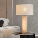 Moderne Marmeren Tafellamp LED met Stoffen Kap – Slaap- & Woonkamer