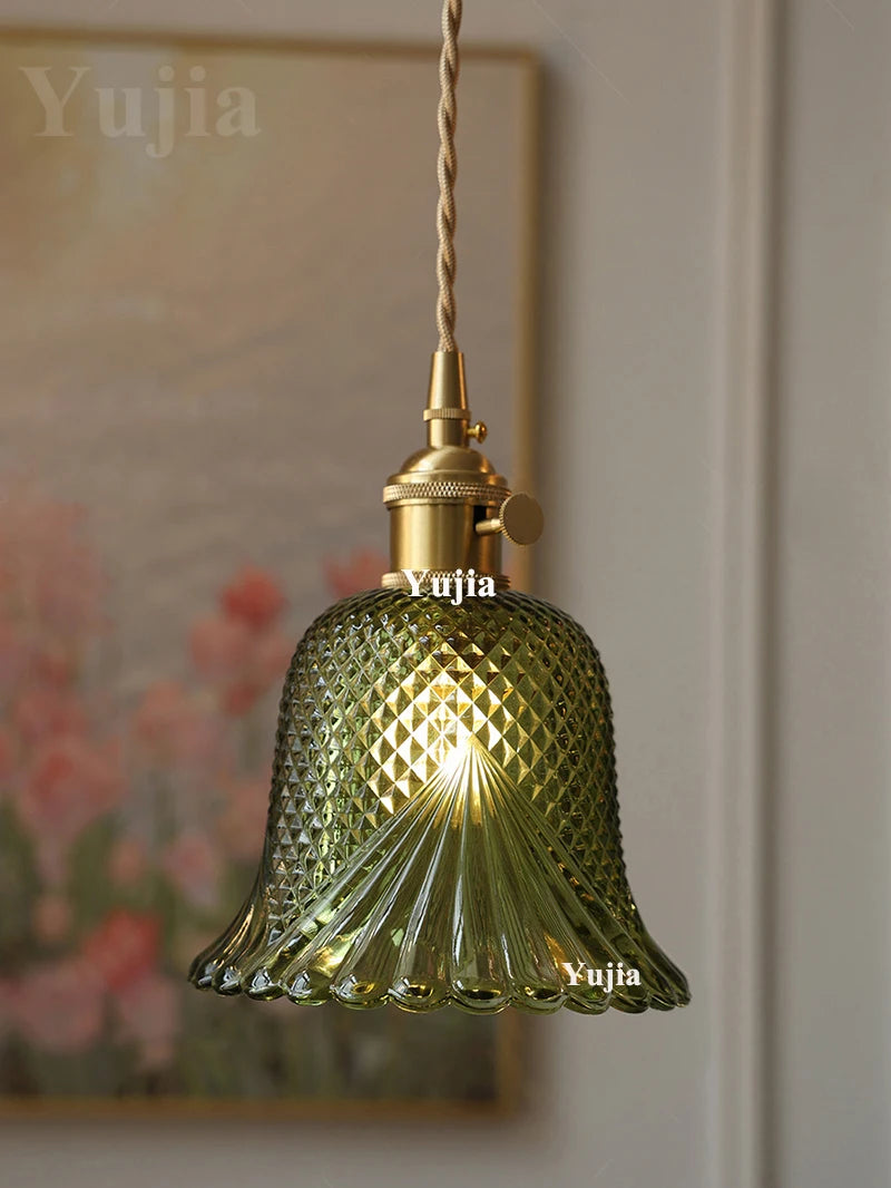 Groene Glazen Hanglamp – Vintage Moderne Plafondlamp E27
