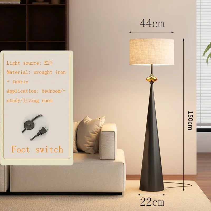 Wabi-Sabi Vloerlamp – Minimalistisch Japans Design met Stoffen Kap