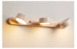 Travertin Wandlamp Rotatie – Natuursteen & Hout LED Bedlamp