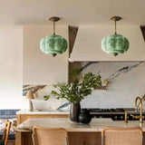 Retro Groene Glazen Hanglamp – Franse Nordic Melkglas Minimalistisch