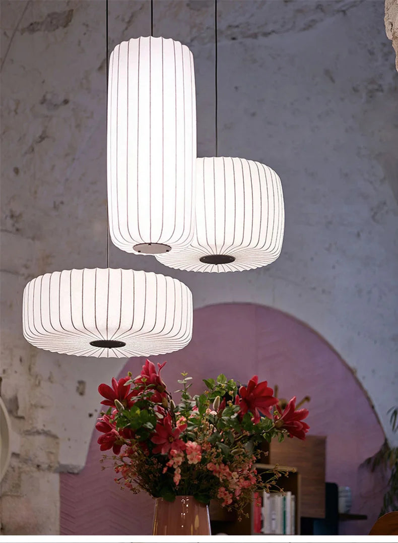 Modern Japanese Wabi Sabi Zijdehanglamp