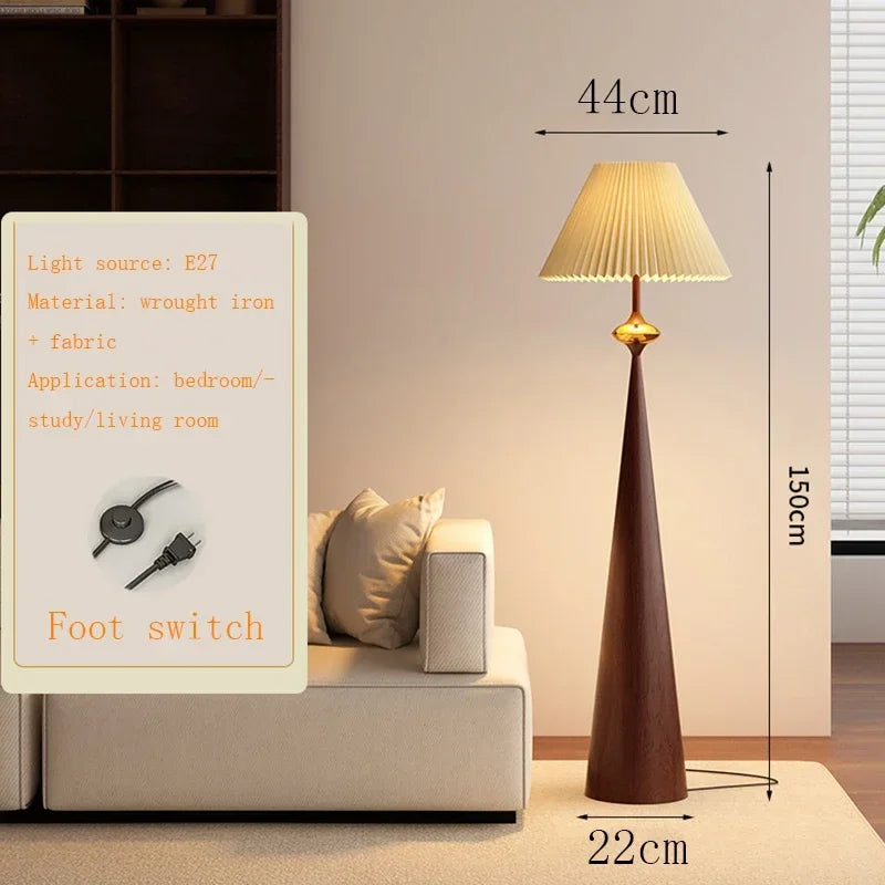 Wabi-Sabi Vloerlamp – Minimalistisch Japans Design met Stoffen Kap