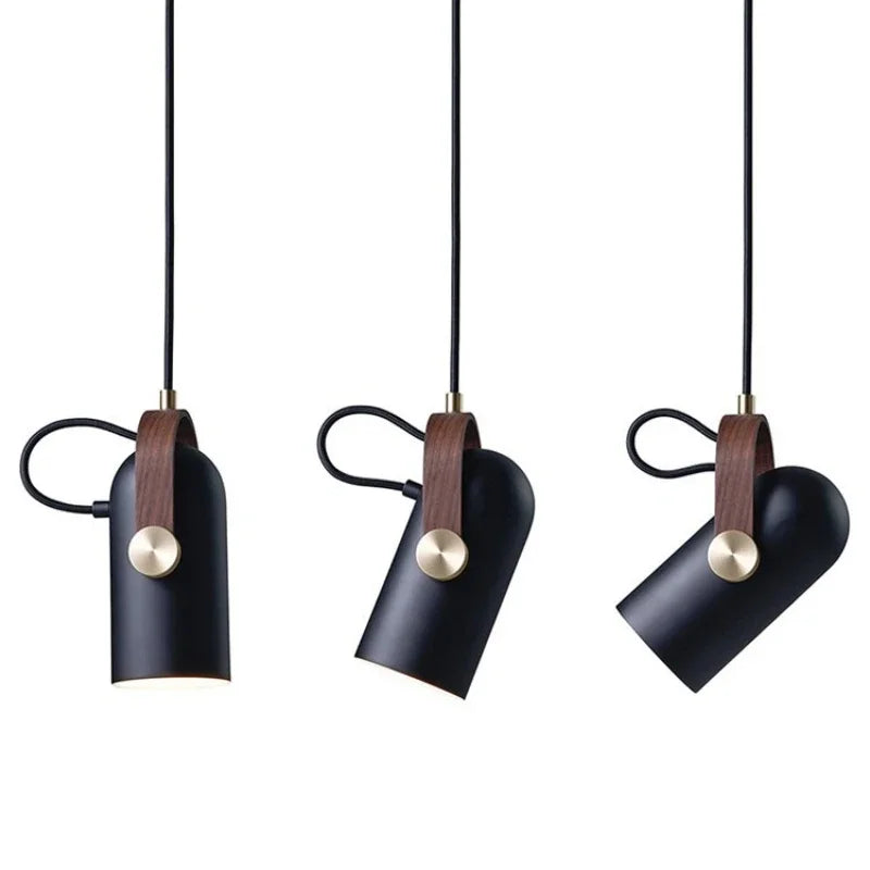 Minimalistische Nordic LED Hanglamp Zwart – E27, Metaal & Hout, D10xH22cm