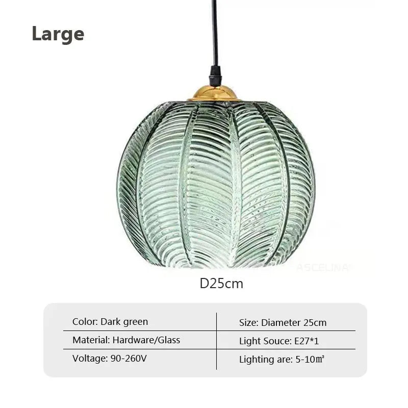 Nordic Hanglamp Glas Groen Bladmotief E27 Modern Woonkamer Slaapkamer