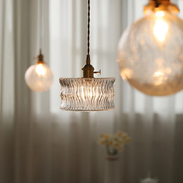 Moderne Franse Retro Hanglamp – Gouden Glazen LED Plafondlamp Eetkamer
