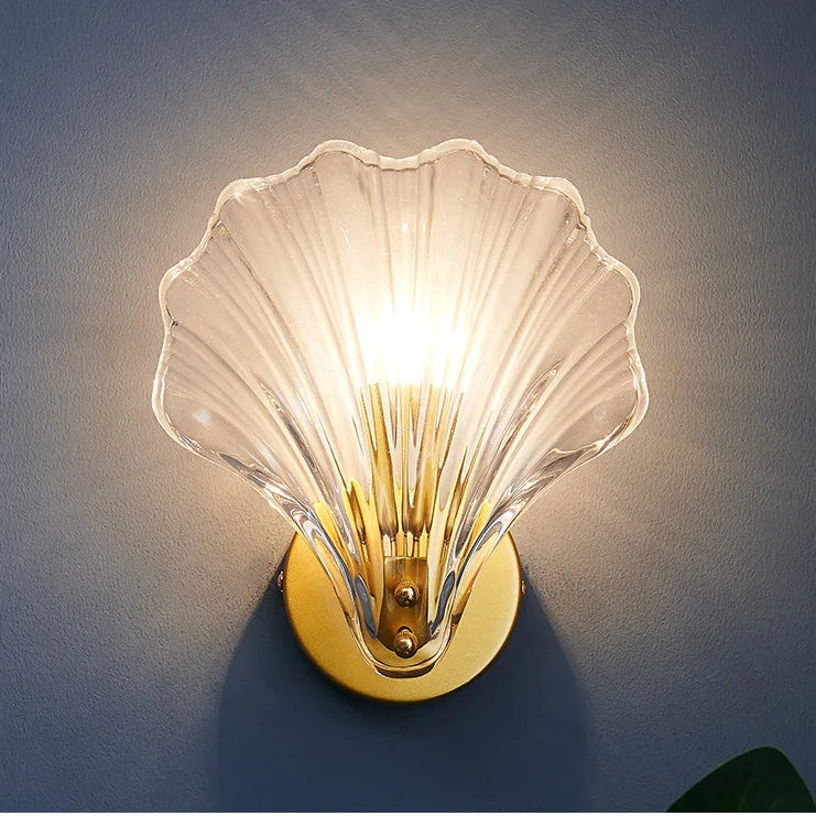 Nordic Glas Shell Wandlamp E14 – Modern Bedlamp voor Slaapkamer & Gang