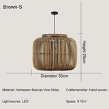 Japanse Rieten Hanglamp Wabi-Sabi Handgeweven E27 Voor Woonkamer