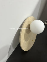 Travertin Wandlamp met Glazen Bol – Natuursteen G9 LED Sconce