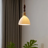 Nordic LED Wandlamp Keramiek & Koper met Walnoot Handvat