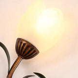 Franse Bloem Wandlamp – Vintage Glas & Metaal LED Bedlamp