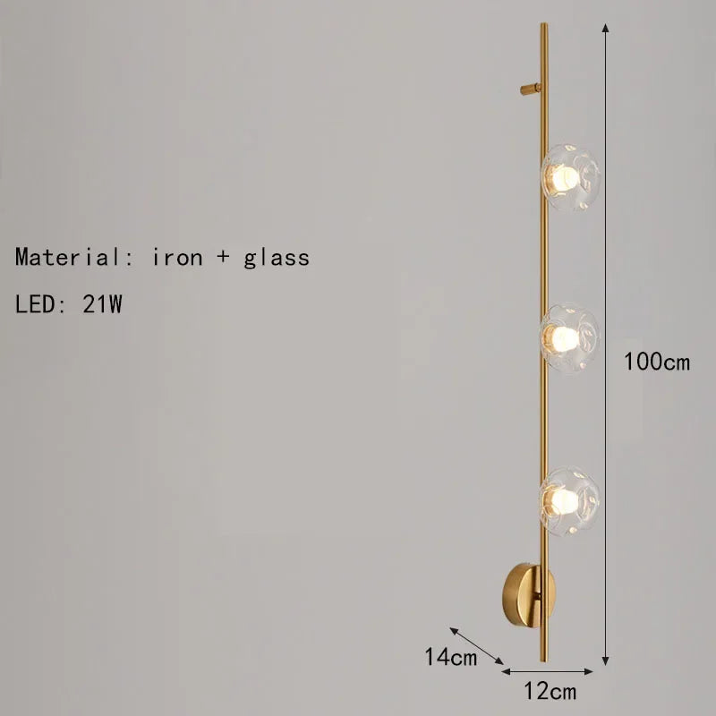 Minimalistische Wandlamp – Grijs Helder Glas & Goud/Zwart Metaal