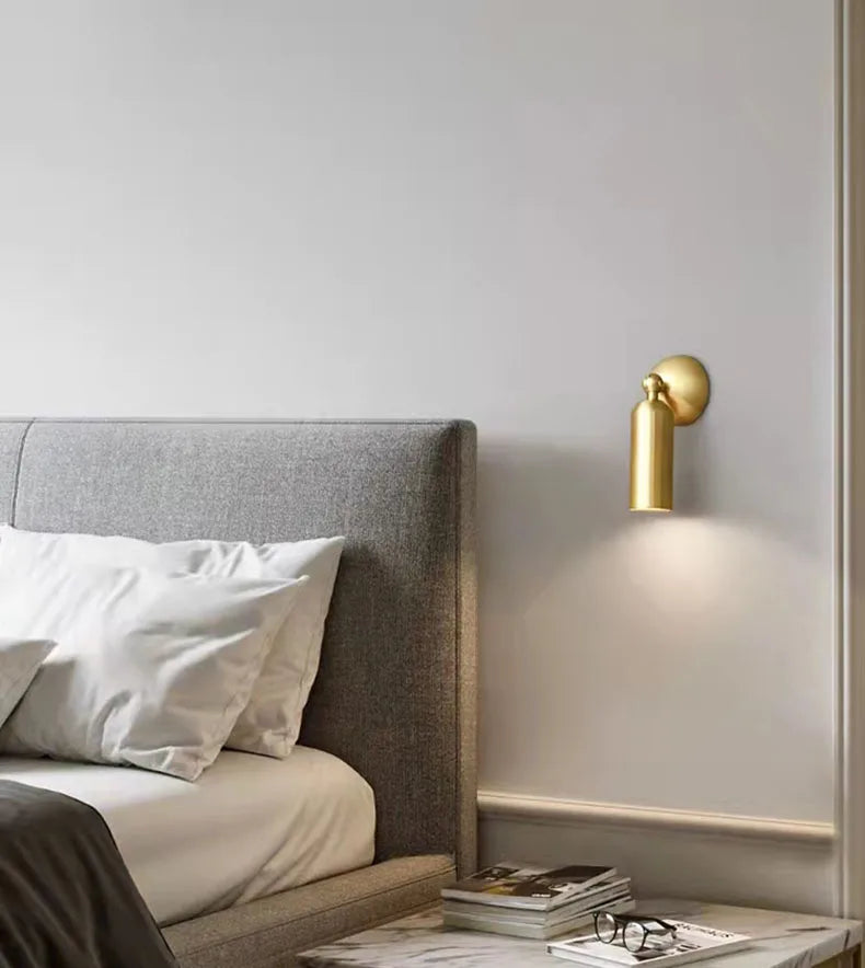 Koperen LED Wandlamp – Moderne Bedlamp, Draaibaar, Goud/Zwart