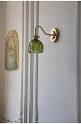 Japanse Retro Bloem Glazen Wandlamp E27 LED Bedlamp Modern Nordic