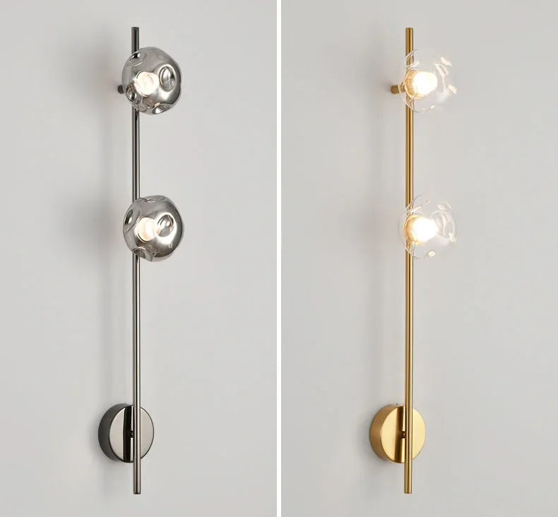 Minimalistische Wandlamp – Grijs Helder Glas & Goud/Zwart Metaal