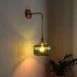 Groene Glas & Koper LED Wandlamp – Vintage Retro Wandverlichting E27