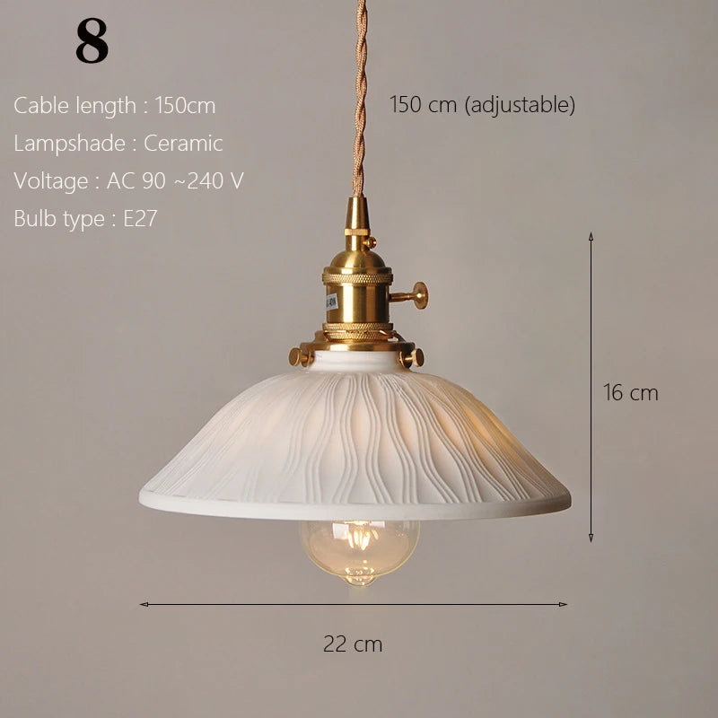 Japanse Keramische Hanglamp – Scandinavische Witte Plafondlamp E27