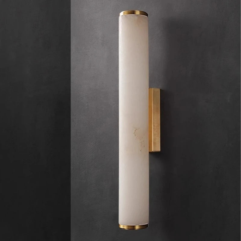 Marmeren Wandlamp – Luxe Messing LED Cilinder 30–60cm