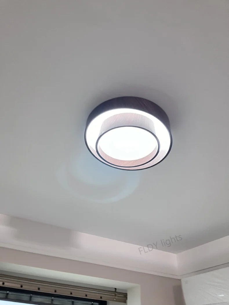 Menvix Nordic LED Plafondlamp – Walnoothout Design Slaapkamer & Woonkamer