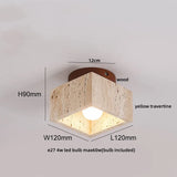 Nordic Plafondlamp LED Travertin & Hout – Modern Ellips Design