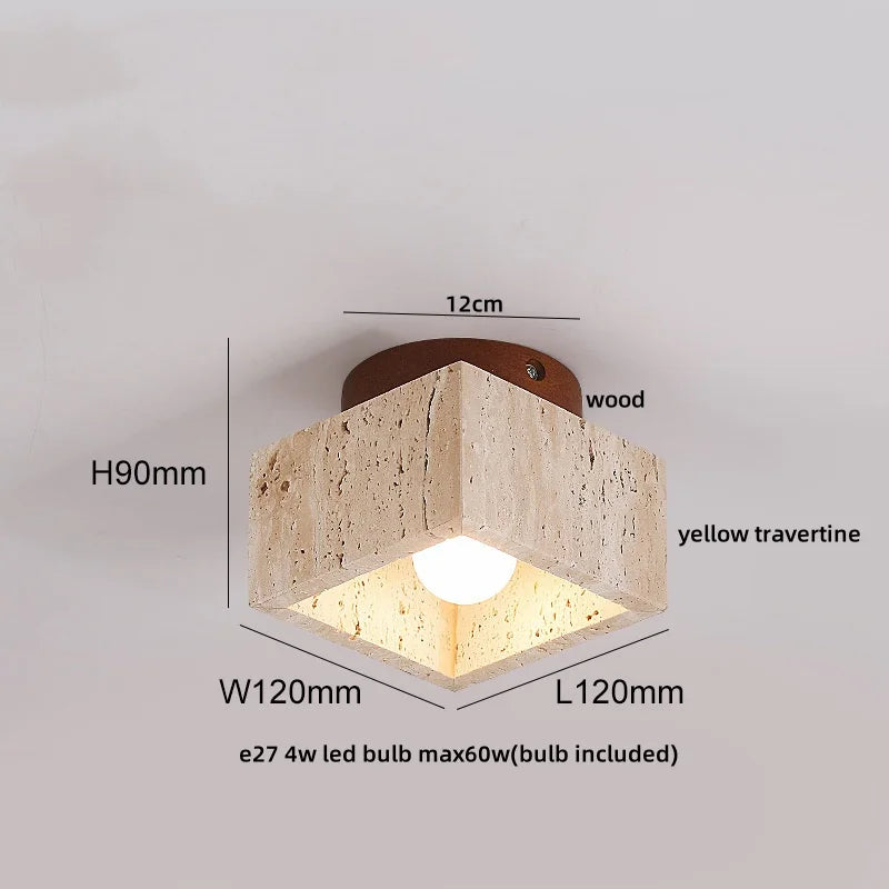 Nordic Plafondlamp LED Travertin & Hout – Modern Ellips Design