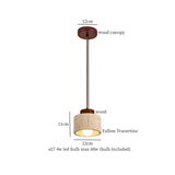 Mid Century LED Hanglamp Hout & Geel Travertijn – Modern Design
