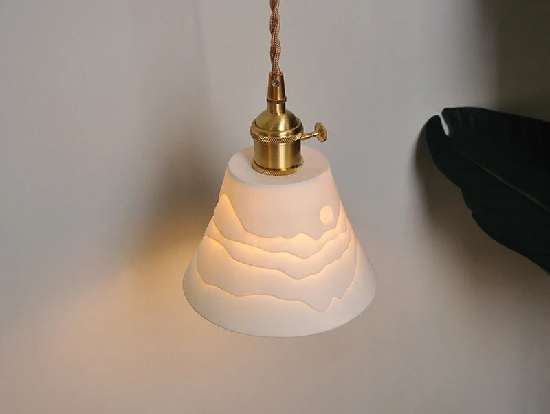 Japanse Keramische Hanglamp – Scandinavische Witte Plafondlamp E27