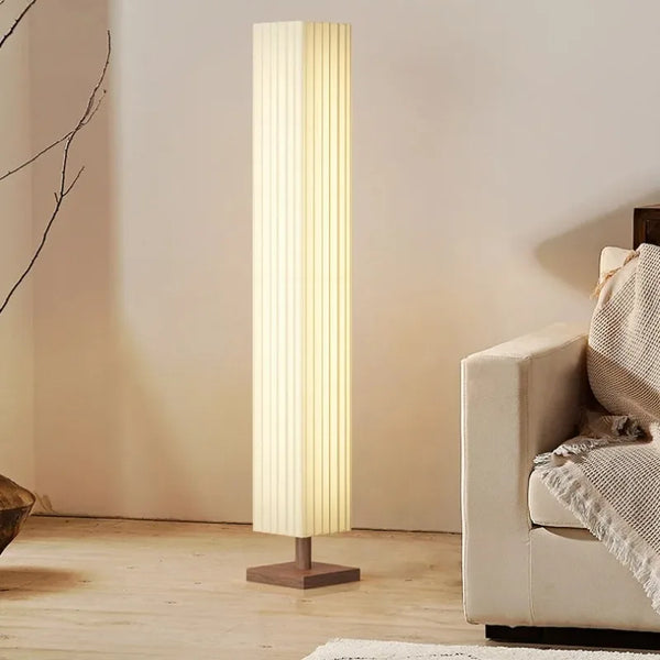 Moderne Stoffen LED Vloerlamp – Houten Staande Lamp voor Woonkamer