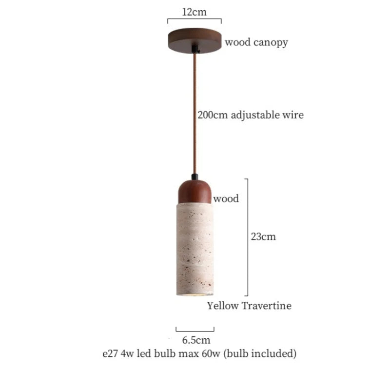 Nordic Houten Steen LED Hanglamp – Zwart/Geel – Modern Design