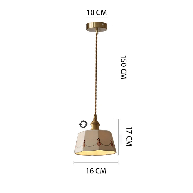 Japans Retro BrassGlow Keramische Hanglamp