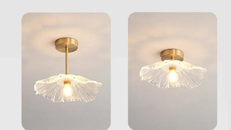 Moderne Plafondlamp Glas Bloem Goud E27 Voor Slaapkamer, Keuken & Hal