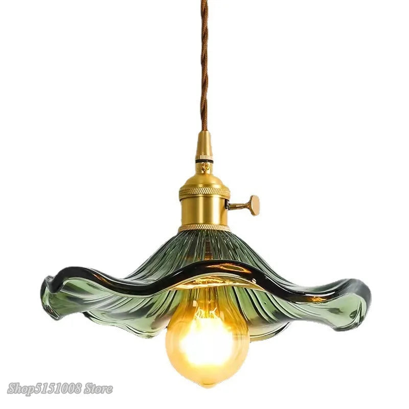 Moderne LED Hanglamp – Gekleurd Glas & Koper E27 Plafondlamp