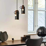 Minimalistische Nordic LED Hanglamp Zwart – E27, Metaal & Hout, D10xH22cm