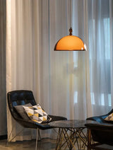 Rond Bruin Acryl Hanglamp Met Donker Hout Voor Eetkamer & Slaapkamer