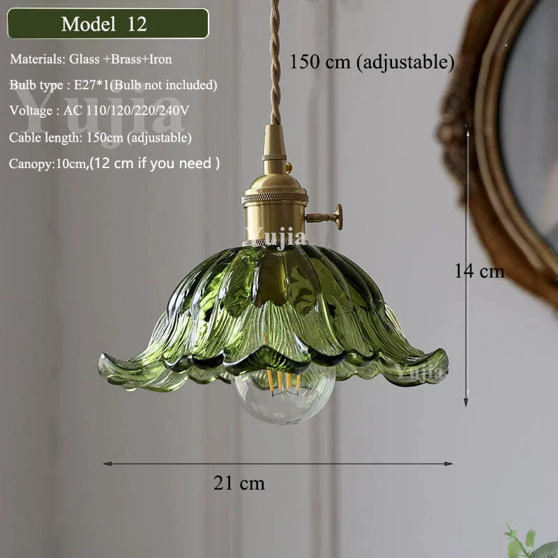 Groene Glazen Hanglamp – Vintage Moderne Plafondlamp E27