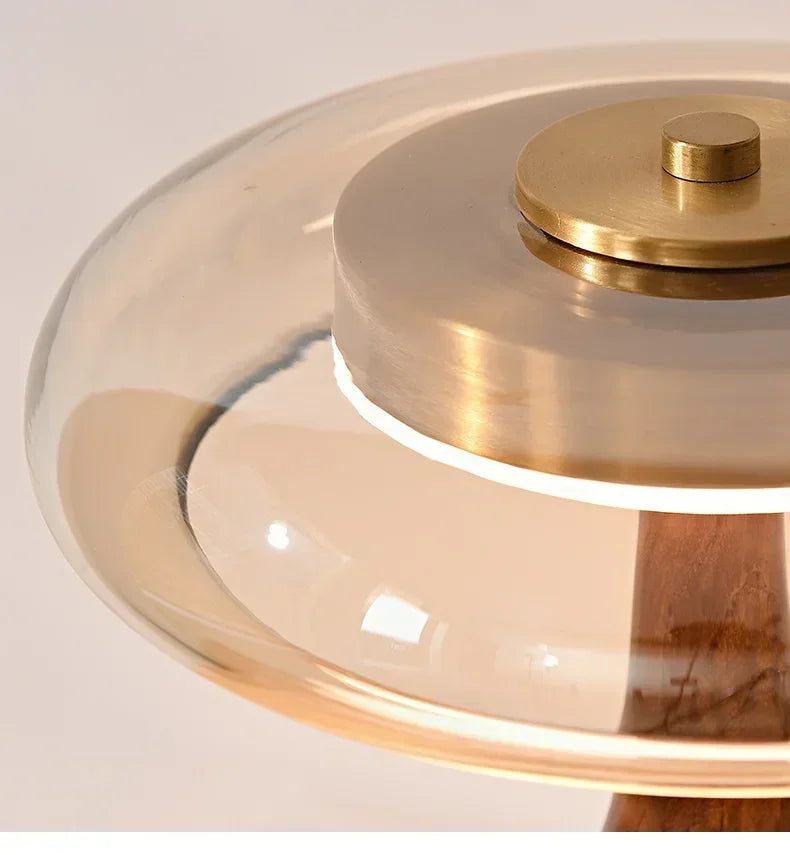 Retro Franse Tafellamp LED Glas & Hout Voor Slaapkamer & Studie
