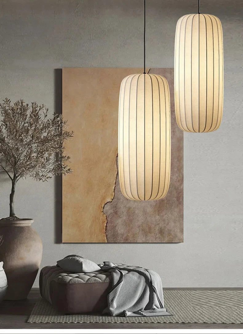 Modern Japanese Wabi Sabi Zijdehanglamp