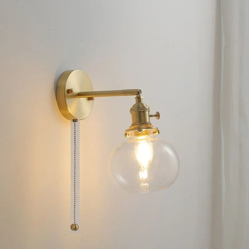 Pull Chain Wandlamp E14 LED Goud Nordic Modern Voor Slaapkamer & Bad