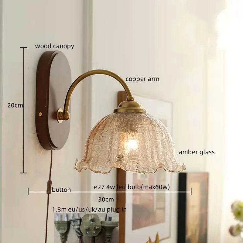 LED Wandlamp Hout & Koper – Vintage Bedlamp voor Woonkamer & Bad