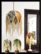 Vintage LED Wandlamp met Stoffen Kwast – Bedlamp Koperen Arm