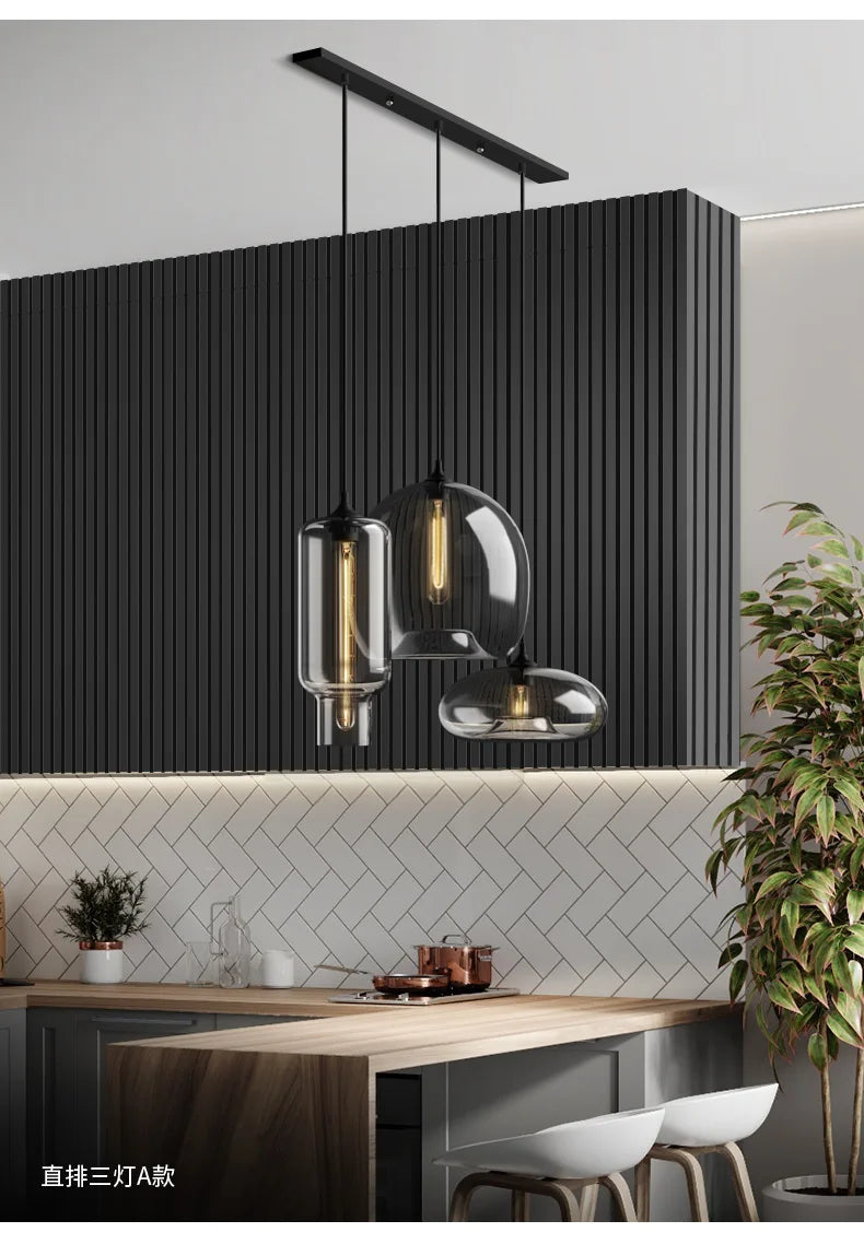 Caren Nordic Hanglamp – Handgemaakt Glas LED Filament Pendant Light