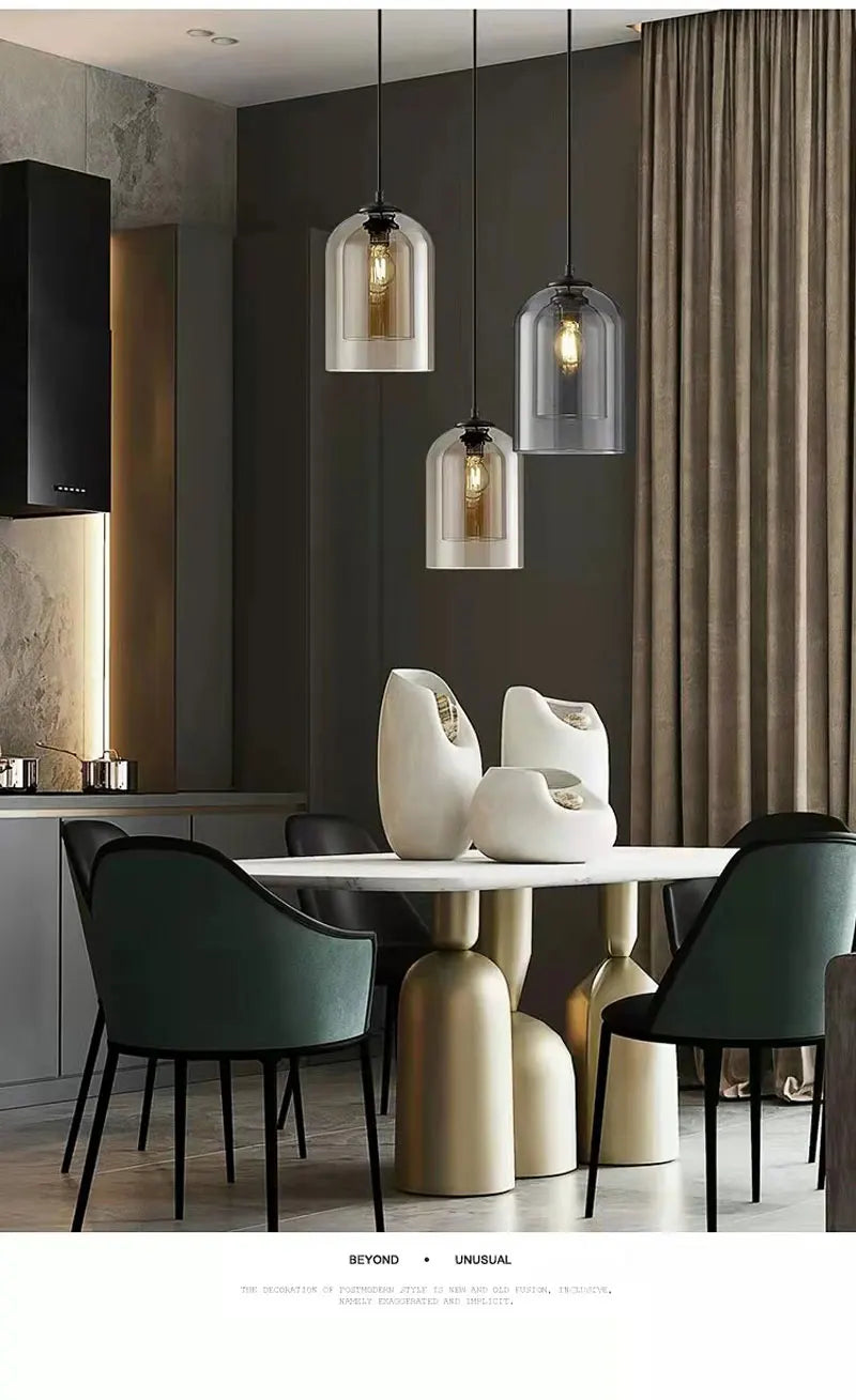 Retro E27 Hanglamp – Glazen Plafondlamp voor Keuken, Slaapkamer & Hal