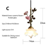 Vintage Franse Rozen Hanglamp – Massief Koper & Glas E27 LED