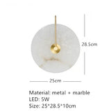 Ronde Marmeren Wandlamp – Nordic Minimalistisch LED Bedlamp