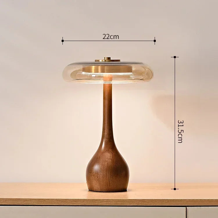 Retro Franse Tafellamp LED Glas & Hout Voor Slaapkamer & Studie